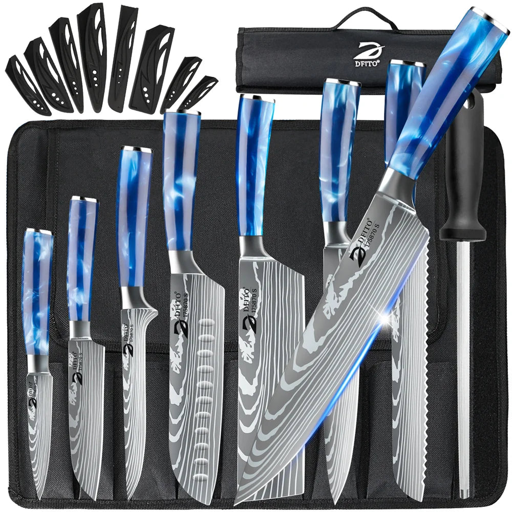 MDHAND Stainless Steel Kitchen Knife Set With Carry Bag