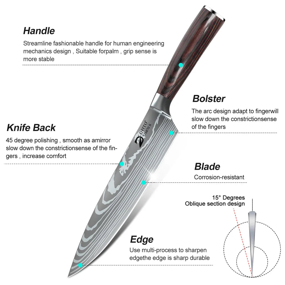 MDHAND Stainless Steel Kitchen Knife Set With Carry Bag