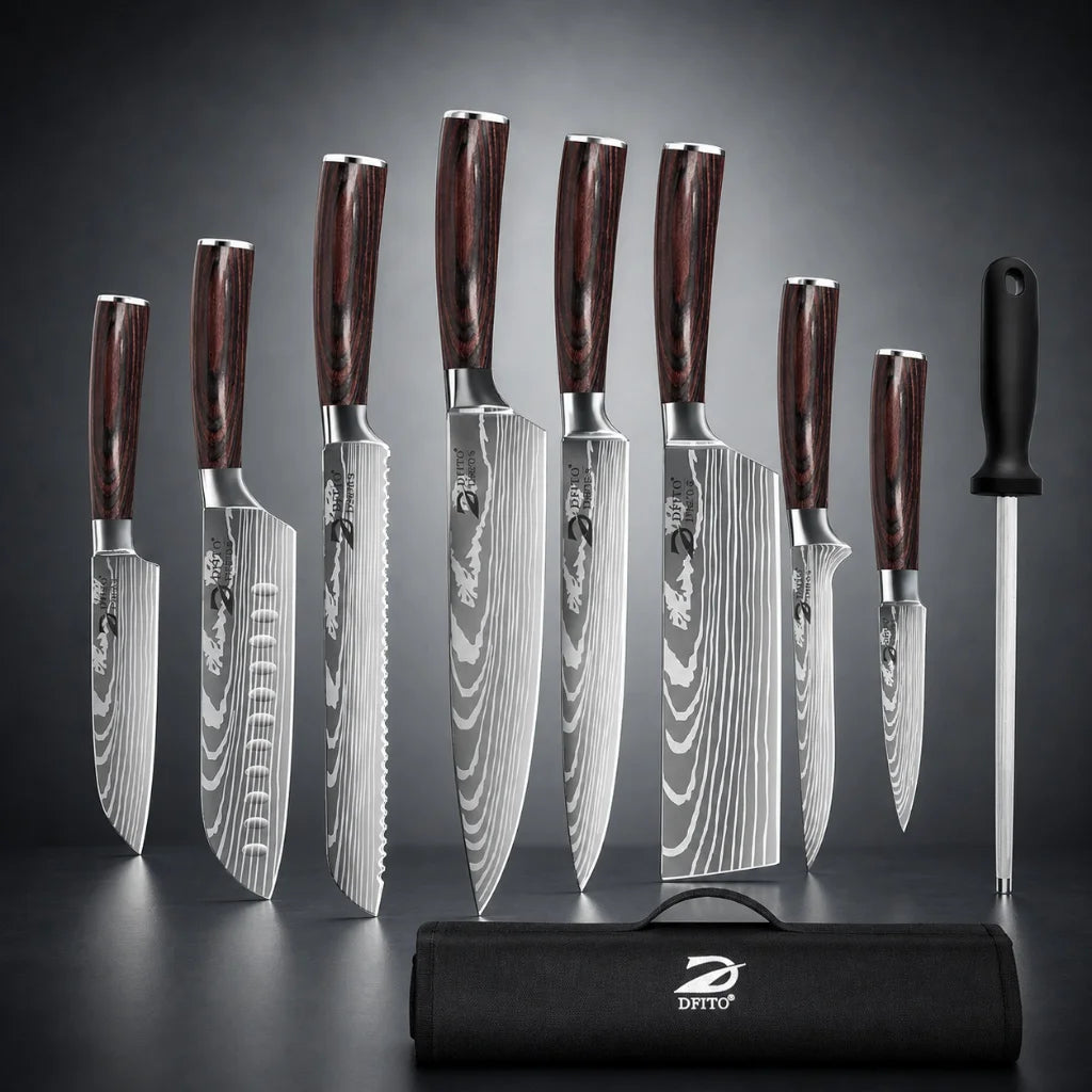 MDHAND Stainless Steel Kitchen Knife Set With Carry Bag