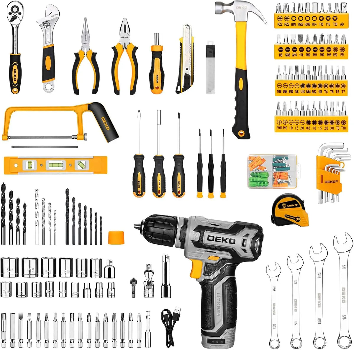 DEKO 12V Cordless Drill Toolbox With Storage Organizer Case