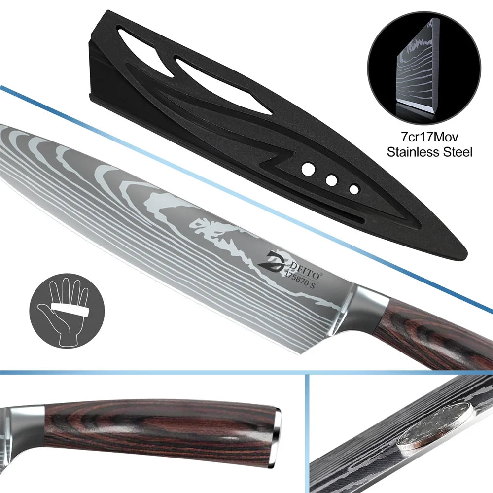 MDHAND Stainless Steel Kitchen Knife Set With Carry Bag