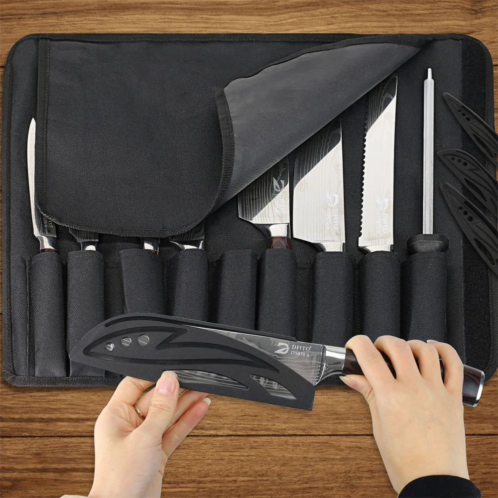 MDHAND Stainless Steel Kitchen Knife Set With Carry Bag