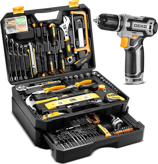 DEKO 12V Cordless Drill Toolbox With Storage Organizer Case